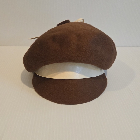 Vintage Ladies Hat Leslie James Felt Hat Copper Red 1950s 1970s Fedora Beret - Picture 2 of 14